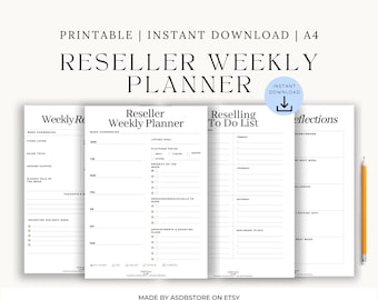Reseller Weekly Planner: eBay, Vinted, Depop, Etsy (A4 Digital Download PDF)