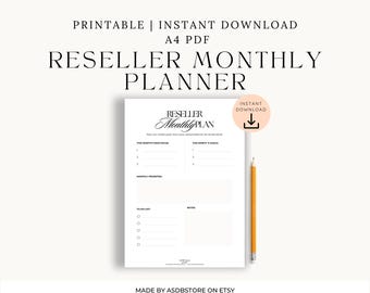 Reseller Monthly Plan | Monthly Goals & Priorities Planner Printable | A4 PDF