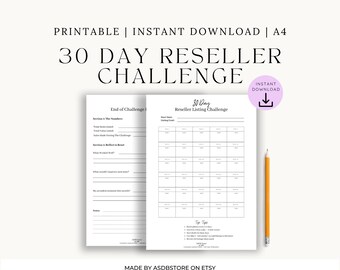 30-Day Reseller Challenge Tracker | eBay & Vinted Printable | Digital Listing Tool PDF