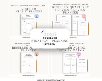 Pacchetto di strategia e pianificazione per rivenditori 2026 / Sistema di pianificazione aziendale per venditori eBay, Vinted, Etsy e online