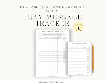 eBay Message Tracker Printable: Reseller Customer Support Log (A4/A5 PDF)