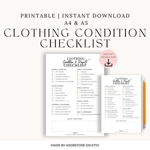 Clothing Condition Checklist for Resellers: Pre-Listing Inspection Sheet (PDF Download A4/A5)