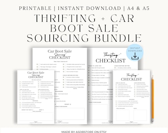 Pacchetto di checklist per l'approvvigionamento dei rivenditori: risparmio, beneficenza, vendite di bagagliaio (PDF stampabile A4/A5)