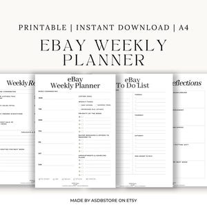 eBay Seller Weekly Planner: Printable A4 Reseller Productivity Sheet (Digital Download)