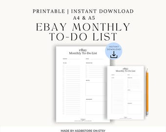 eBay Reseller Monthly Planner | Printable To-Do List (A4/A5 PDF)