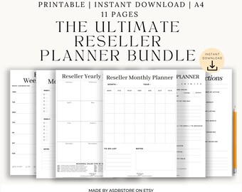 Reseller Planner Bundle: Daily, Weekly, Monthly Printables (Digital Download A4 PDF)