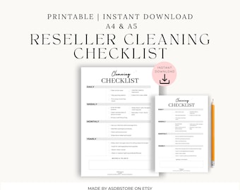 Reseller Cleaning Checklist | Daily, Weekly, Monthly & Yearly Workspace Care PDF (A4 + A5)