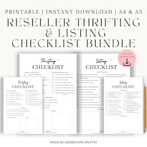 Reseller Thrifting & Listing Checklists: eBay, Vinted, Depop (PDF Downloadable Tools)