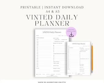 Vinted Daily Planner / Programma del venditore, attività e monitoraggio delle vendite / PDF stampabile