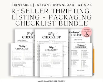 Pacchetto di checklist per rivenditori: inserzione, risparmio, imballaggio (PDF stampabile A4/A5)