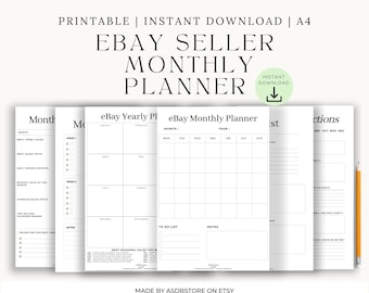 eBay Seller Monthly Planner: Reseller Metrics Tracker (A4 PDF Digital Download
