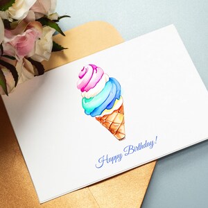 Cartão de presente de aniversário para imprimir com casquinha de sorvete