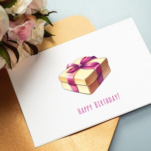 Cartão de presente de aniversário para impressão com ilustração de presente