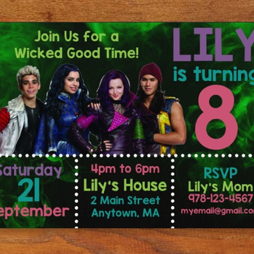 Digital Descendants Birthday Invitation. Descendants Invites. Etsy