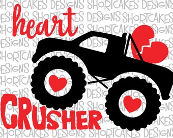 Heart Crusher Valentine's Day Monster Truck Digital Download Svg/Png/Jpeg/DXF