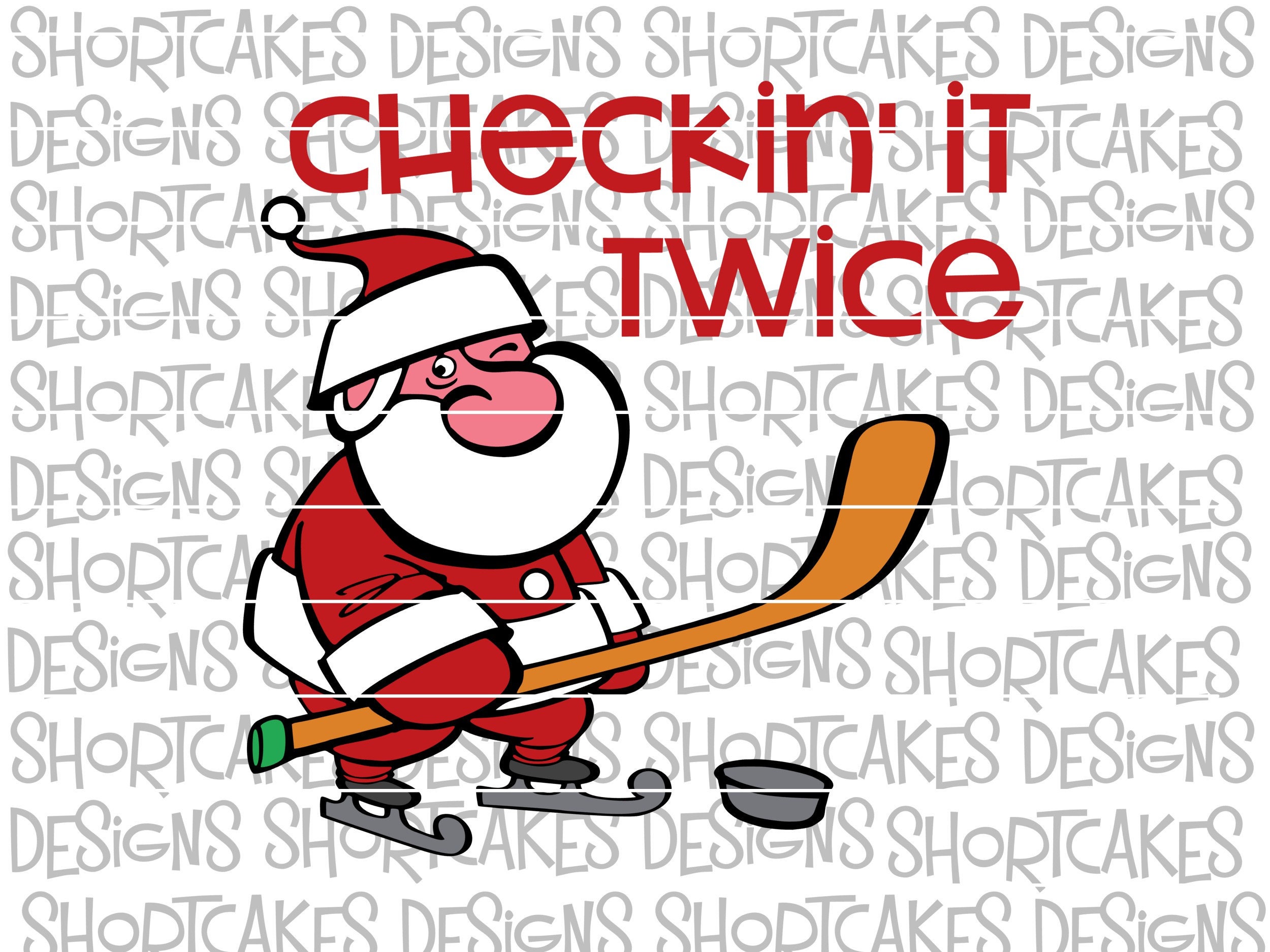 Santa Sports Design for Boys Christmas Hockey Player Flat Bill Trucker Hat