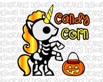 Candy Corn Halloween Unicorn Skeleton Halloween Digital File Instant Download Svg/Png/Jpeg/DXF