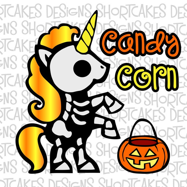 Candy Corn Halloween Unicorn Skeleton Halloween Digital File Instant Download Svg/Png/Jpeg/DXF