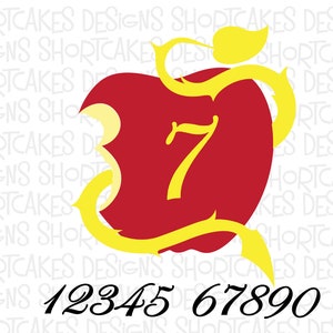 Descendants Apple With Numbers Digital Download Svg/png/jpeg/dxf - Etsy