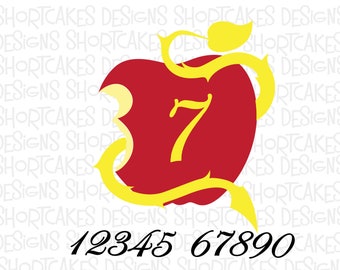 Afstammelingen Apple met Numbers Digital Download SVG / PNG / JPEG / Dxf