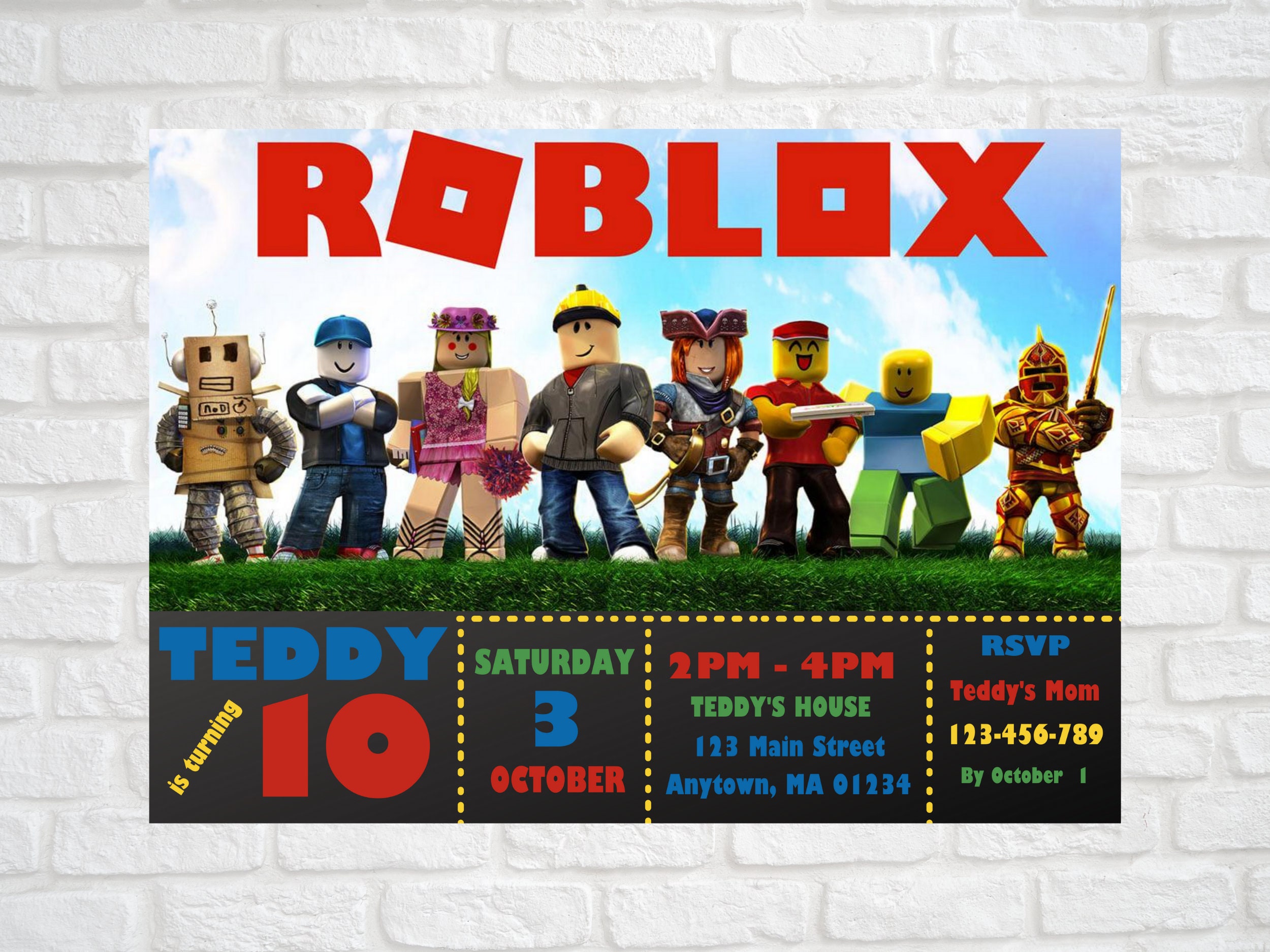 Roblox Personalized Digital Party Invitation Etsy