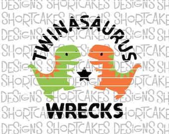 Twinasaurus Wrecks Dinosaur Twins Digital Download SVG/PNG/Jpeg/DXF