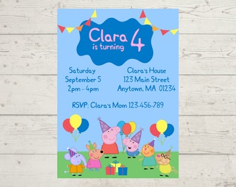 Peppa Pig Editable Party Invitation | Canva Template | Digital Download