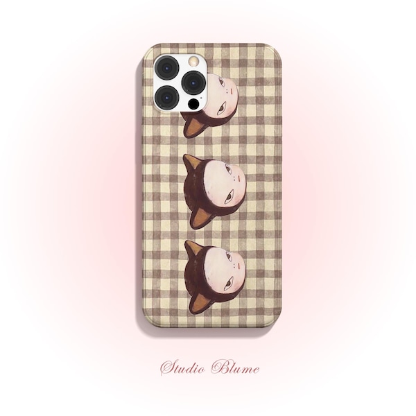 Yoshimoto Nara Triple Cat Magnetic Case for iPhone 11–17 Series Art Girl Y2K