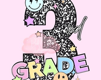 Third Grade, 3rd Grade, Composition Book, PNG, Retro, School Spirit, Grade Level, Digital File, Sublimation, DTF