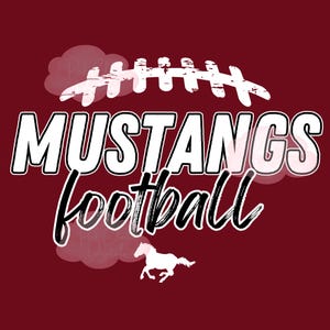 Mustangs Football, PNG, School Spirit, Mascot, Digital File, Sublimation, DTF