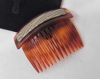 Pinza para el cabello vintage ALEXANDRE DE PARIS color marrón / Pasador de cabello de diseño