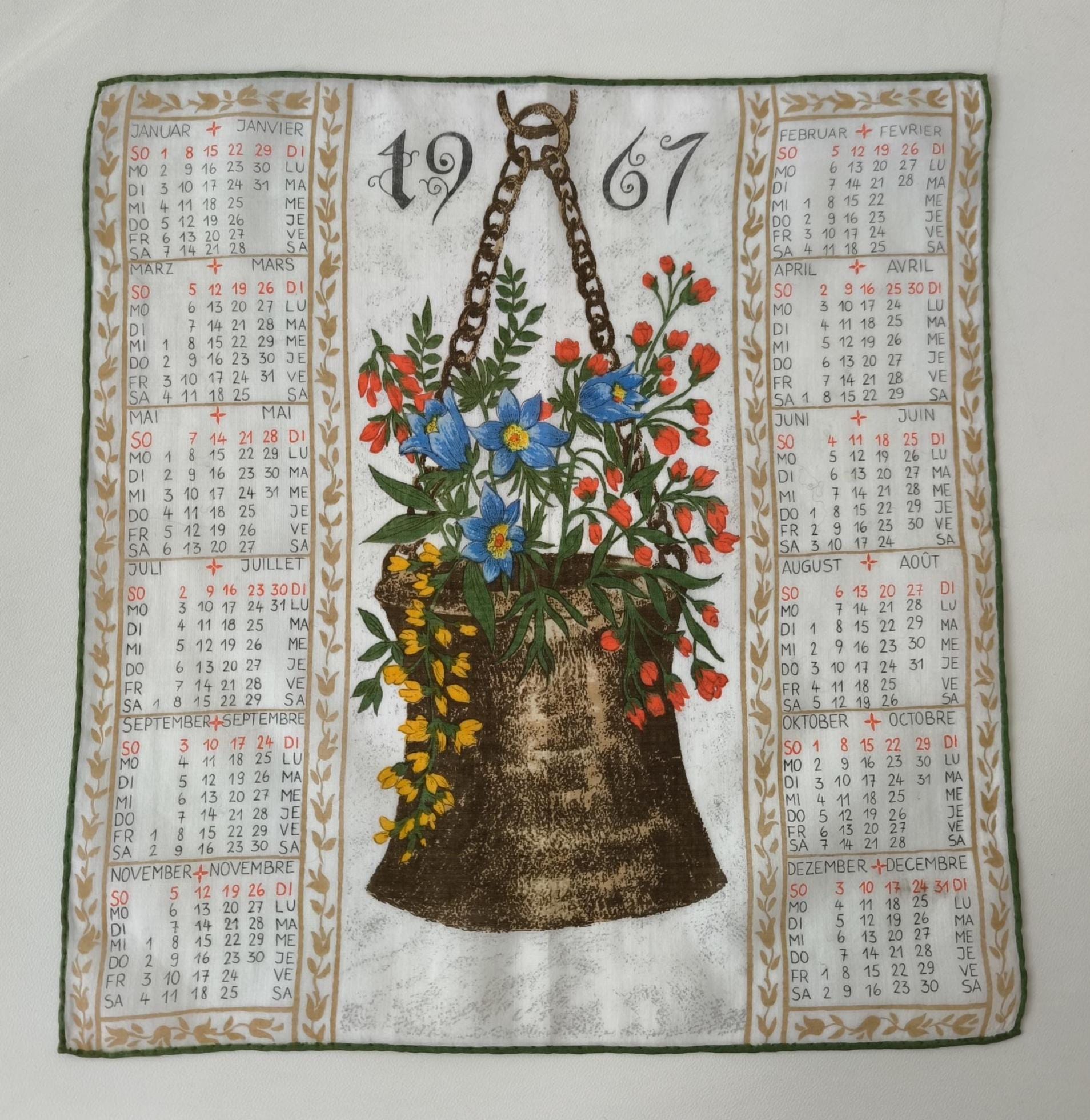 Vintage 1967 Fabric Calendar - Etsy