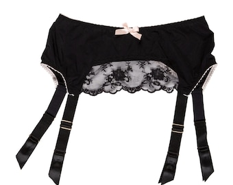 AGENT PROVOCATEUR JOSELINE schwarze Spitze Strapsgürtel Größe 2 (Kleine)