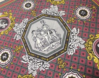HERMES Paris scarf La Treille – Hussard et Cantinière 1964 Rare Red