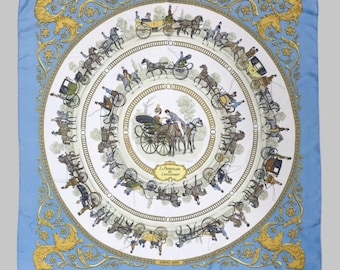 HERMES Paris scarf carre La Promenade de Longchamps by Philippe Ledoux (1965)