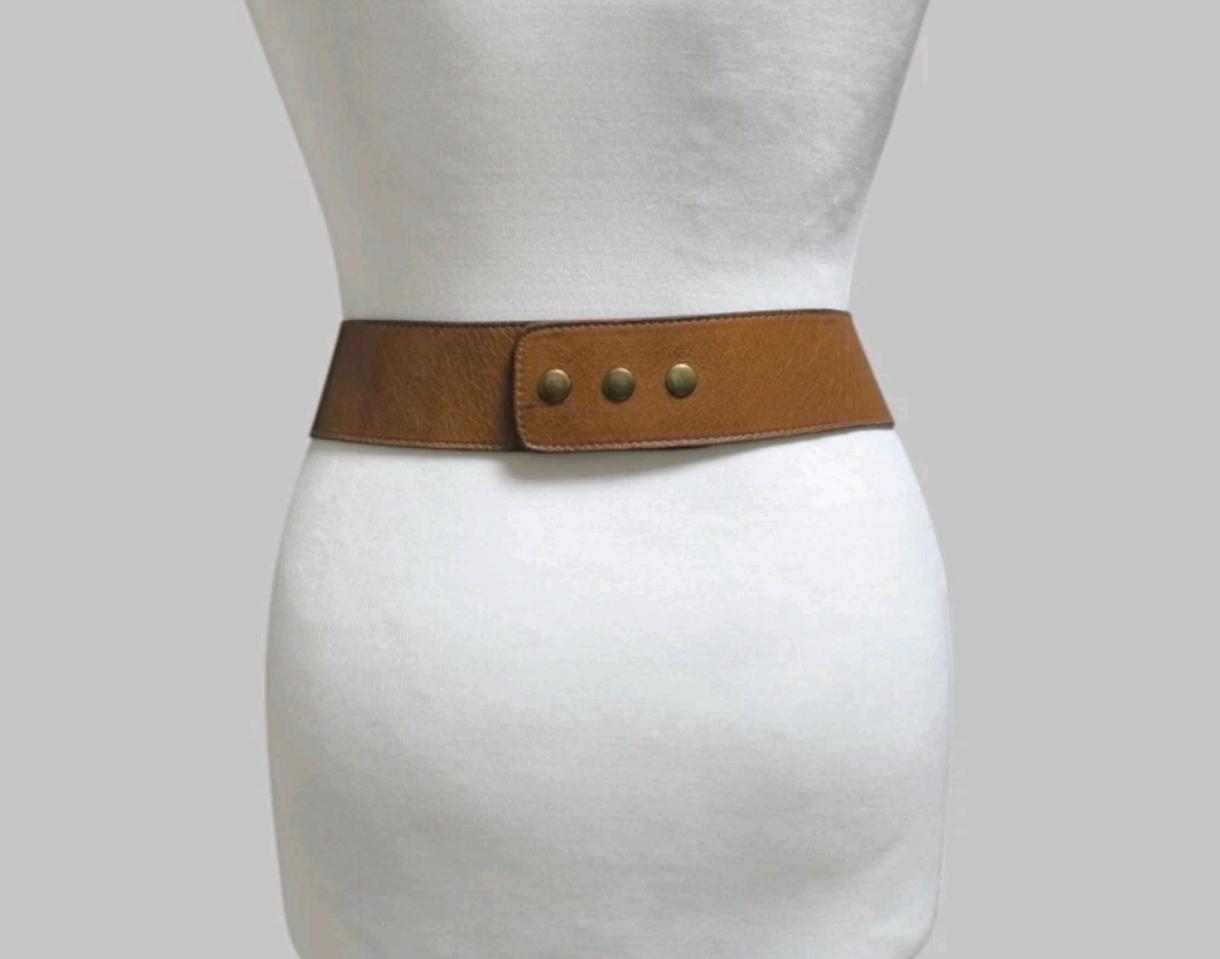 VTG LEATHEROCK USA Leaf Tan Brown Leather Waist Belt Medium  display picture 1