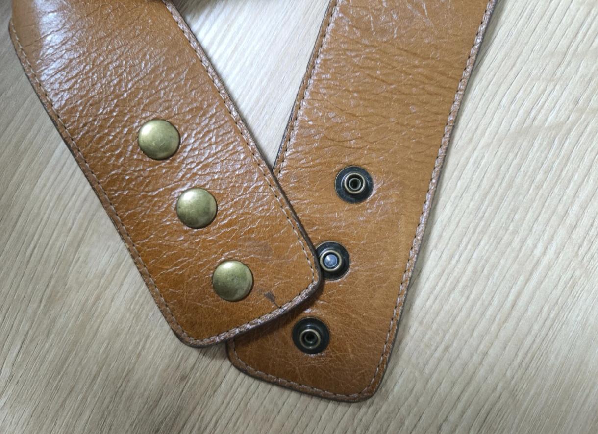 Vintage Genuine LEATHEROCK USA Leaf Tan Leather  Waist Belt Large LEATHEROCK High Waist Leather Belt - Walmart.com main image 3