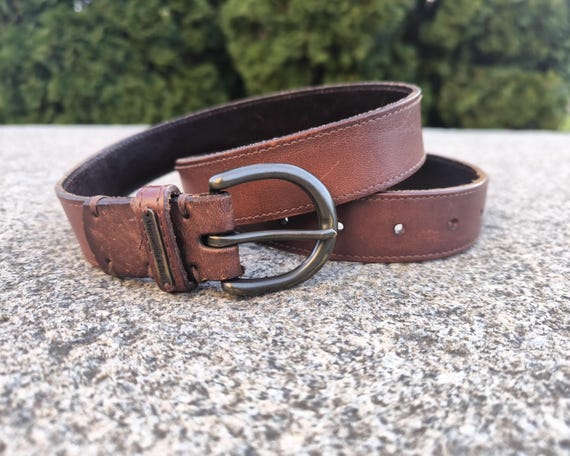 VTG Abercrombie & Fitch Simple Brown Leather Belt Unisex 85  display picture 2
