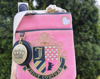VTG Y2K JUICY COUTURE Kleine Rosa Umhängetasche Velour Mode 00er Jahre