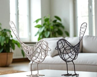 Vintage Eisen-Vogel-Figur: Abstrakte rustikale Skulptur