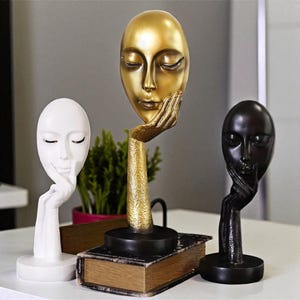 Female Face Sculpture, Modern Resin Wall Art, Minimalist Abstract Home Decor