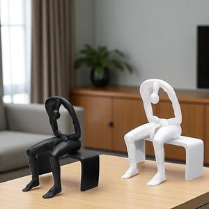 Abstract Frustration Statue: Modern Hollow Character Sculpture