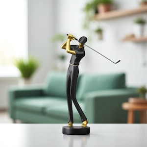 Modern Golfer Figurine: Abstract Resin Sculpture for Sports Decor