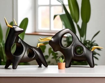 Abstrakte Stier Skulptur: Moderne Ochse Figur, Wohndekor Geschenk
