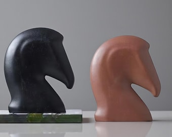 ヴィンテージ 馬の彫刻 リアルな馬の胸像 瑪瑙石彫刻 馬の頭の彫刻