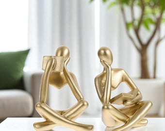 Abstrakte Frauen Statue: Nordische Resin Skulptur, Buchliebhaber Geschenk