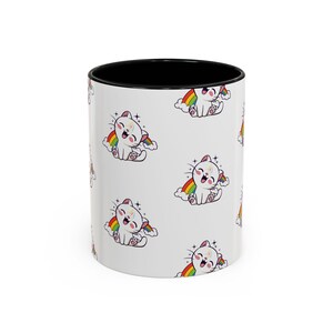 Coffee Mug - Rainbow Kitty with Huge Smile and Love for Rainbows and Sparkles