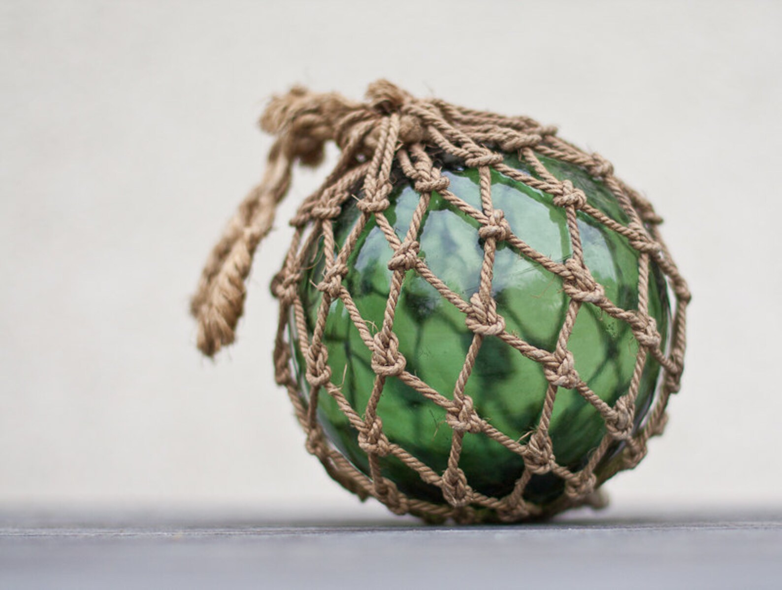 Antique French Glass Fishing Float Buoy Nautical Emerald Green Etsy