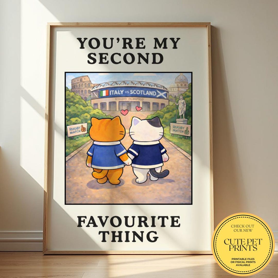 Romantic Rugby Funny Rugby Love Print - Cute Sports Couple Poster, Stadium Date Wall ...