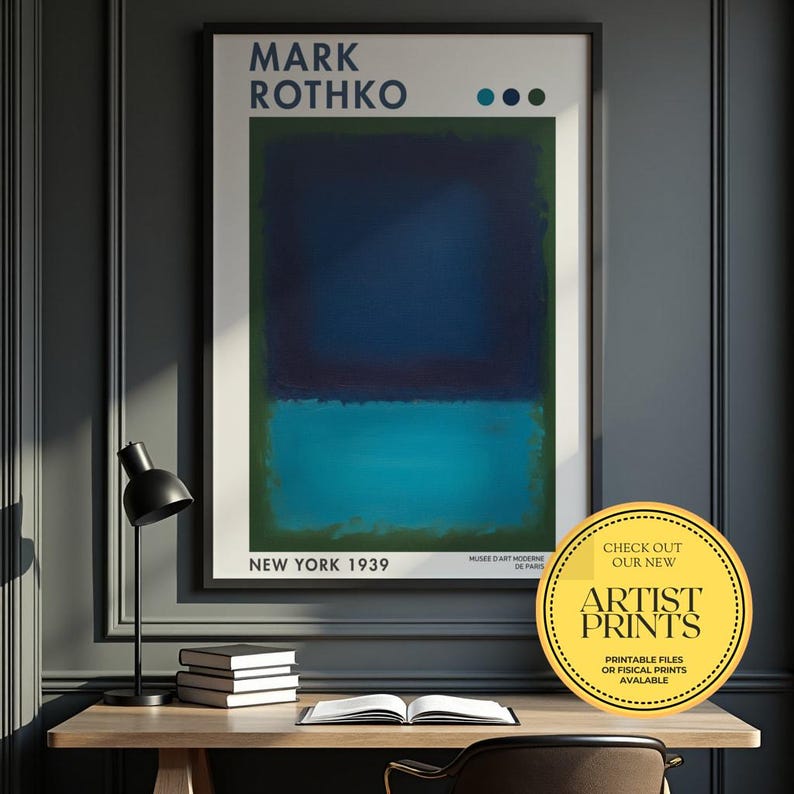 Mark Rothko Calm Mark Rothko Inspired Blue Abstract Wall Art – Navy & Teal Color Field ...